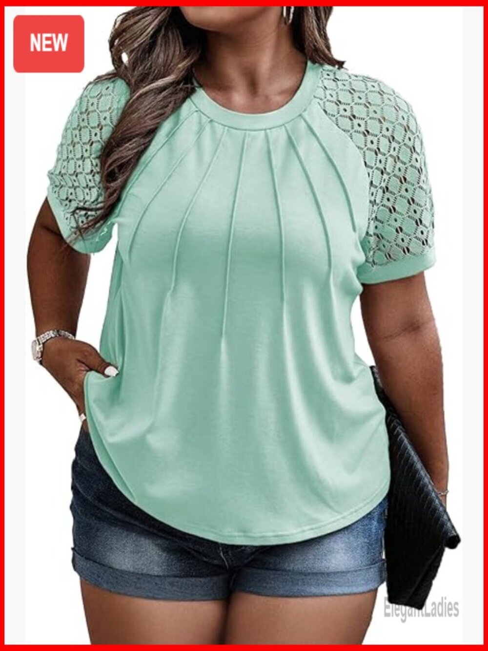 Plus Size Lace Short Sleeve Tunic Loose Blouse T Shirts 1X-5X